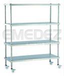 Raft depozitare demontabil mobil din inox 4 polite pline 100x35x160 